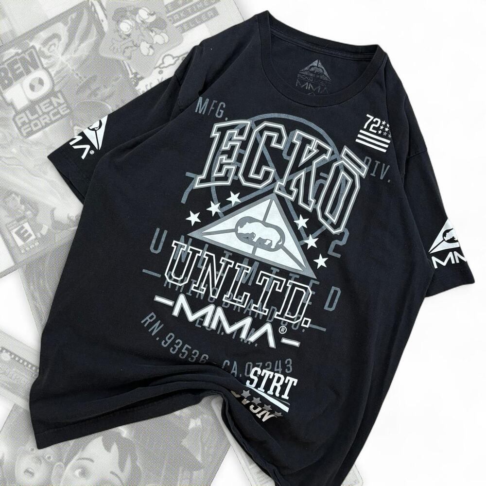 Y2K Black & White Ecko Unltd MMA Graphic Tee